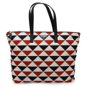 Prada on Ice Triangle Logo Shoulder Bag Tote White Black Red